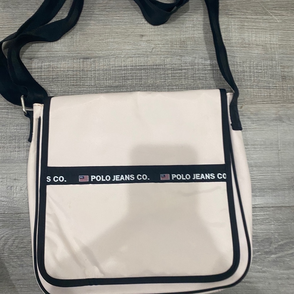 White and black polo side bag